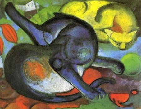 Gato azul y gato amarillo