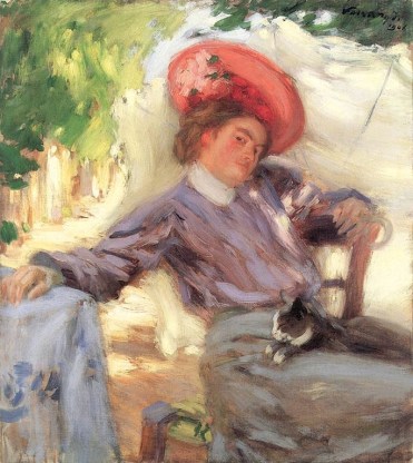 Retrato de mujer con gato