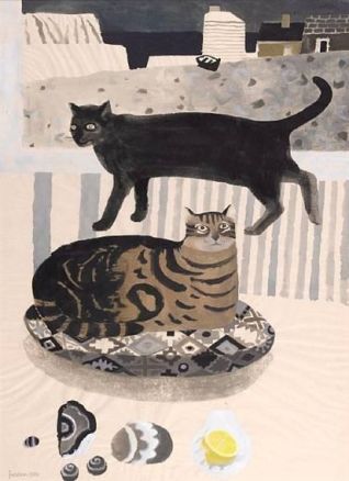 gatos a la orilla del mar