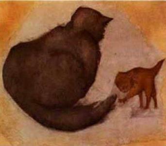 Gata y gatito, de Sir Edward Burnes-Jones